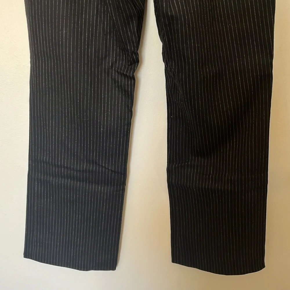 BURBERRY London Stripped Wide Wool‎ leg pants black sz 12